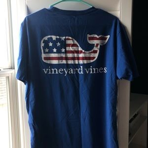 Blue American Flag Vineyard Vines Pocket T-shirt